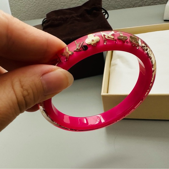 Like New Authentic Louis Vuitton Rose Pop Inclusion Resin Gold Bangle - Picture 5 of 6